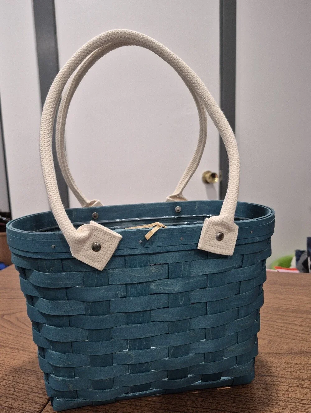 RARE! NWT Longaberger Tote Basket With Canvas Handles
